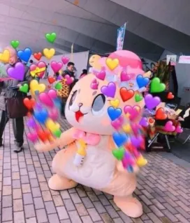 💕 mascotte, cuori, carino, kawaii, costume, personaggio telegram sticker