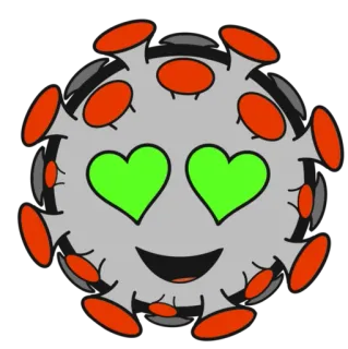 😍 fofo, vírus, olhos de coração, germe, desenho animado, emoji telegram sticker