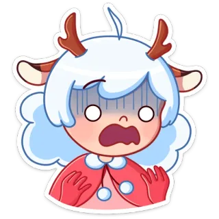 😨 Аниме, Мультфильм, Персонаж, Взволнованный, Олень, Милый whatsapp sticker