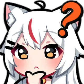 🤔 Anime Mädchen, Fragezeichen, Kawaii, Katzenohren, VTuber telegram sticker