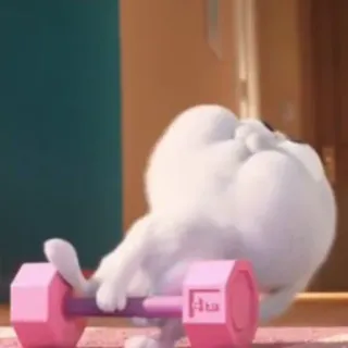 🐰 Snowball The Secret Life of Pets coniglio, sollevamento pesi, esercizio, manubrio, bianco, carino, animale whatsapp sticker