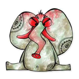 😡 Elefant, wütend, Cartoon, rot, Tier, niedlich telegram sticker
