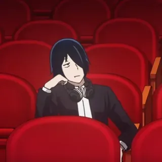😒 Ishigami Yu Kaguya-sama: Love Is War 애니메이션, 이시가미 유, 카구야님은告백받고싶어, 캐릭터, 앉음, 헤드폰 whatsapp sticker
