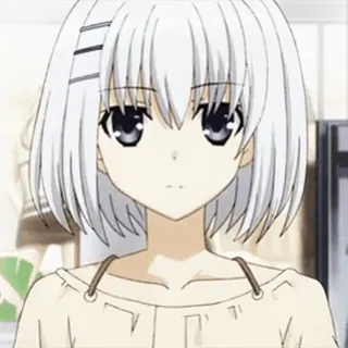 🤍 Origami Tobiichi Date A Live anime, girl, white hair, Origami Tobiichi, Date A Live, cute, cartoon, female telegram sticker