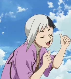 💖 Gen Asagiri Dr. Stone Anime, Dr. Stone, Gen Asagiri, Pouce levé, Personnage telegram sticker