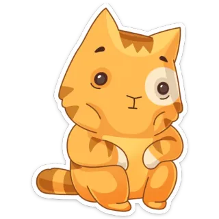 ☹ кот, милый, животное, наклейка, оранжевый, мультфильм telegram sticker