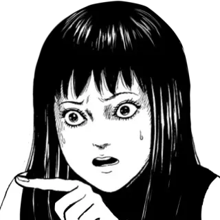 😨 Manga, Asustado, Anime, Blanco y negro, Señalando whatsapp sticker