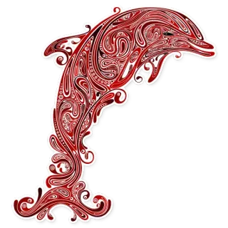 🐬 dolphin, animal, marine life, sea creature, ornate, decorative telegram sticker