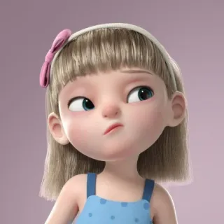 🤨 dessin animé, fille, mignon, personnage, illustration telegram sticker