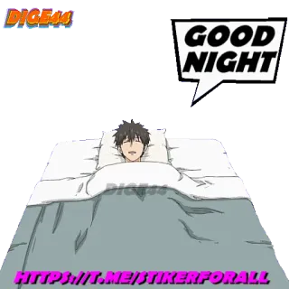 🛌 GOOD NIGHT good night, sleep, anime, cartoon, bed, resting telegram sticker