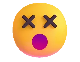 😵 อีโมจิ, ตาย, สีหน้า, หน้า, สีเหลือง, ตกใจ telegram sticker