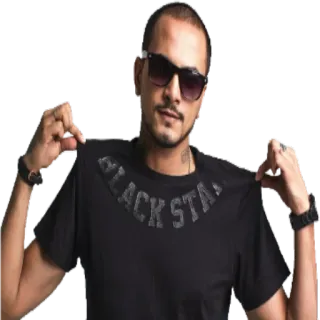 😶 BLACK STAR homme, lunettes de soleil, étoile noire, t-shirt, visage, portrait whatsapp sticker
