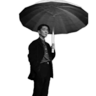 ☂ hombre, paraguas, lluvia, abrigo, asiático telegram sticker