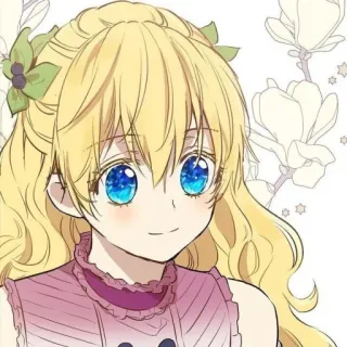 🤍 anime, girl, cute, blond hair, blue eyes, cartoon whatsapp sticker