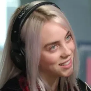 💧 Billie Eilish นักร้อง, นักดนตรี, คนดัง, ภาพเหมือน, หูฟัง telegram sticker