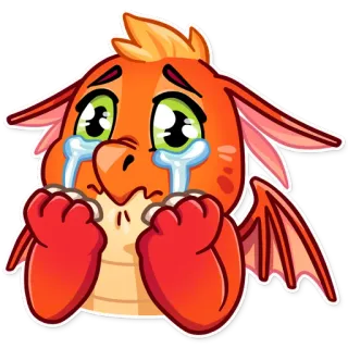 😭 dragon, pleurer, triste, larmes, émotionnel, dessin animé, autocollant telegram sticker