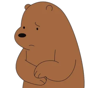 😔 cartoon, bear, sad, brown, we bare bears telegram sticker