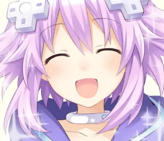 😄 Neptune Hyperdimension Neptunia anime, videogame, cabelo roxo, sorrindo, fofo whatsapp sticker