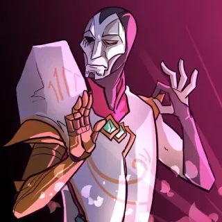 ➖ Jhin Jhin, League of Legends, character, art, drawing, mask telegram sticker