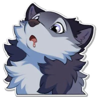 🤤 wolf, cute, drooling, animal, sticker telegram sticker