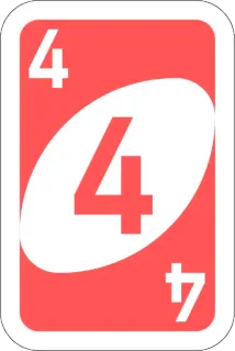 4️⃣ kaart, Uno, nummer, rood, spel telegram sticker