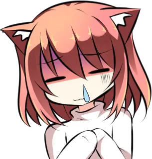 🤒 Anime, Garota gato, Triste, Chorando, Lágrimas, Emoticon, Kawaii telegram sticker
