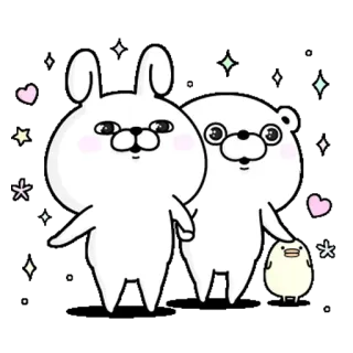 👫 うさぎ, くま, アヒル, かわいい, 友情, 漫画, 動物 telegram sticker