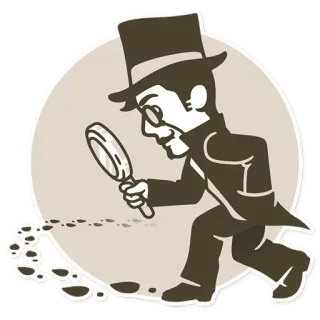 🔵 detective, lupa, sombrero, investigador, vintage, misterio telegram sticker