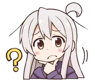 😕 pregunta, anime, confundido, pensando, lindo, dibujo animado telegram sticker