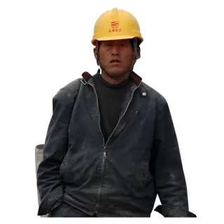 😑 construction, worker, hard hat, yellow, labor telegram sticker
