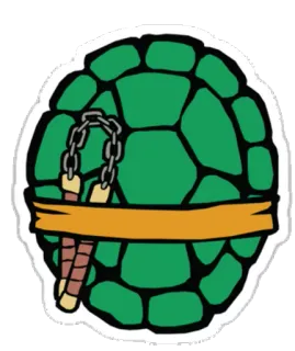 😜 Ninja, Tartaruga, Armi, Nunchaku, Cartone animato, Guscio telegram sticker