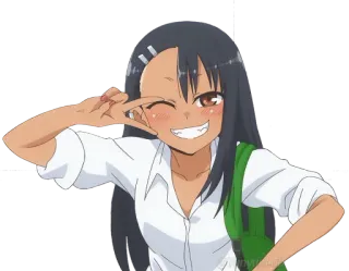 ✌ Nagatoro Don't Toy with Me, Miss Nagatoro Anime, Manga, Imut, Gadis, Tanda perdamaian, Berkedip telegram sticker