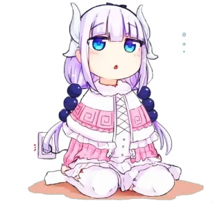 😳 Kanna Kamui Miss Kobayashi's Dragon Maid Anime, Dragão, Kawaii, Fofo, Chibi, Mangá, Kanna whatsapp sticker