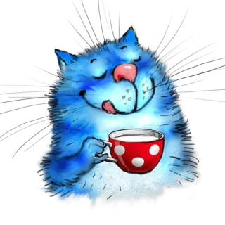 ☕️ gatto, blu, tè, carino, tazza telegram sticker
