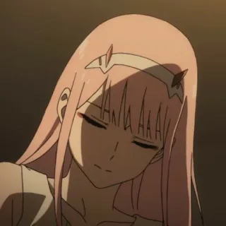 🌷 Zero Two Darling in the Franxx Anime, Zero Two, Darling in the Franxx, Cabelo rosa, Garota anime, Chifres telegram sticker