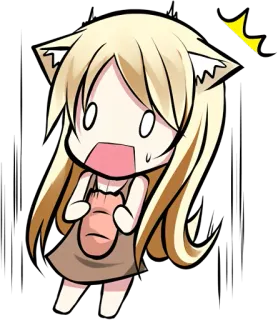 😱 Аниме, Чиби, Кошачьи уши, Удивлен, В шоке, Кавай telegram sticker