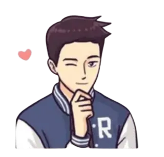 😉 cartoon, person, wink, jacket, illustration, character telegram sticker