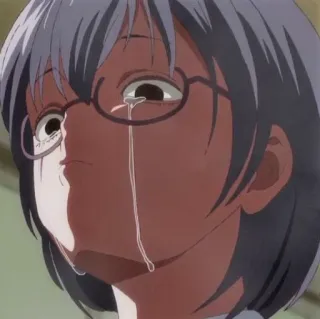 😢 huilen, verdrietig, anime, vrouw, bril telegram sticker