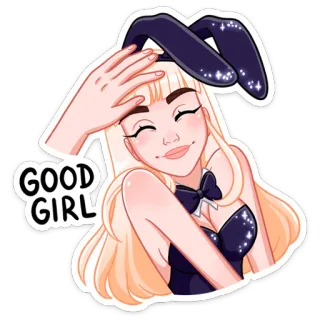 ☺️ GOOD GIRL кролик, девушка, милая, женщина, уши, блондинка whatsapp sticker