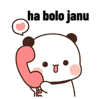 📞 ha bolo janu cute, panda, call, love, cartoon, heart whatsapp sticker