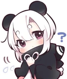 ❓ Panda, Anime, Chibi, Lindo, Signo de interrogación telegram sticker