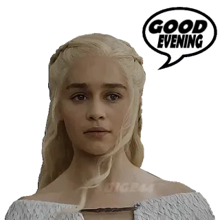 🌙 Daenerys Targaryen Game of Thrones GOOD EVENING daenerys targaryen, game of thrones, buonasera, serie tv, adesivo telegram sticker