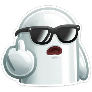 🖕 hantu, jari tengah, menyinggung, kartun, kacamata hitam, stiker whatsapp sticker