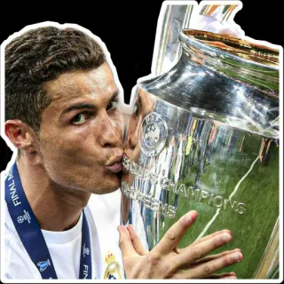 😘 Cristiano Ronaldo UEFA Champions League футбол, игрок, трофей, спорт, праздник telegram sticker