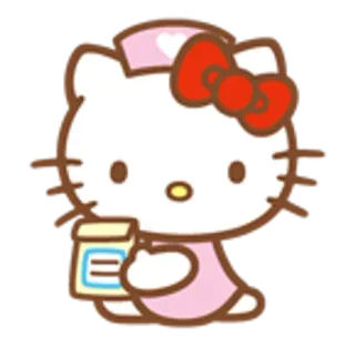 🌟 Hello Kitty chaton, chat, infirmière, hôpital, médical, dessin animé telegram sticker