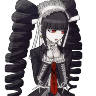 😢 Celestia Ludenberg Danganronpa Anime, Gothic Lolita, Twin drill, Occhi rossi, Danganronpa, Celestia Ludenberg, Maid, Uniforme scolastica telegram sticker
