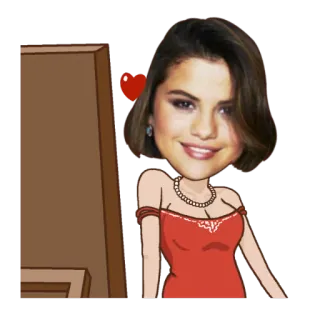 😍 Selena Gomez cantor, atriz, celebridade, retrato, caricatura whatsapp sticker