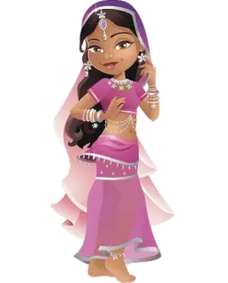 🧝‍♀ indiana, ragazza, cartone animato, tradizionale, vestito, gioielli telegram sticker