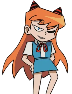 😉 Asuka Langley Soryu Neon Genesis Evangelion Anime, Personaje, Asuka, Evangelion, Pelo Naranja, Sonrisa burlona telegram sticker