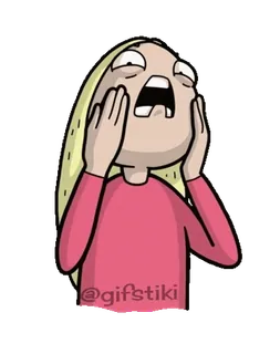 😱 @gifstiki cartoon, sticker, blonde, woman, expression telegram sticker